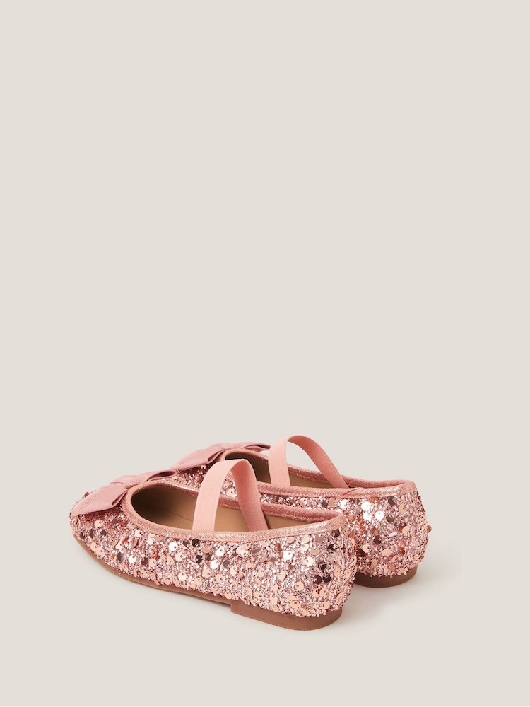 Monsoon Pink Bow Sequin Ballet Flats - Image 2 of 3