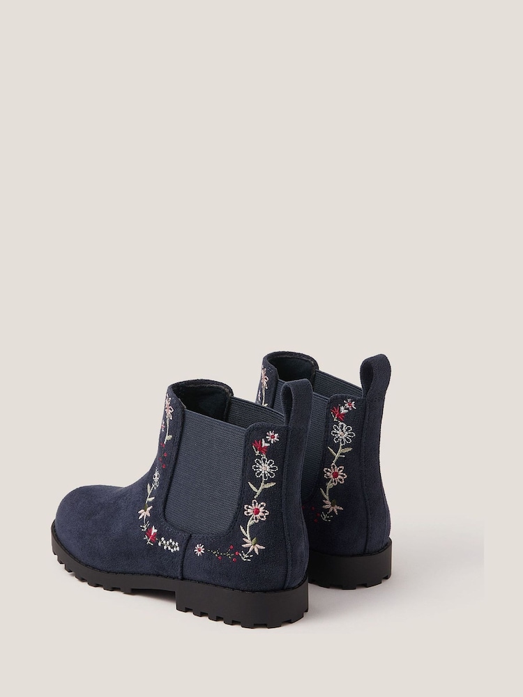 Monsoon Blue Floral Embroidered Chelsea Boots - Image 2 of 3 Monsoon Blue Floral Embroidered Chelsea Boots - Image 2 of 3