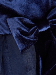 Monsoon Blue Baby Velvet Bow Party Dress - Image 1 of 3