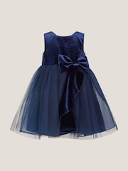 Monsoon Blue Baby Velvet Bow Party Dress - Image 3 of 3