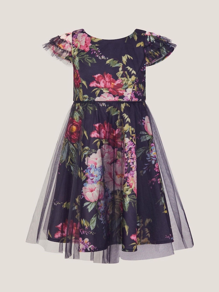 Monsoon Black Floral Tulle Layered Party Dress - Image 3 of 3 Monsoon Black Floral Tulle Layered Party Dress - Image 3 of 3