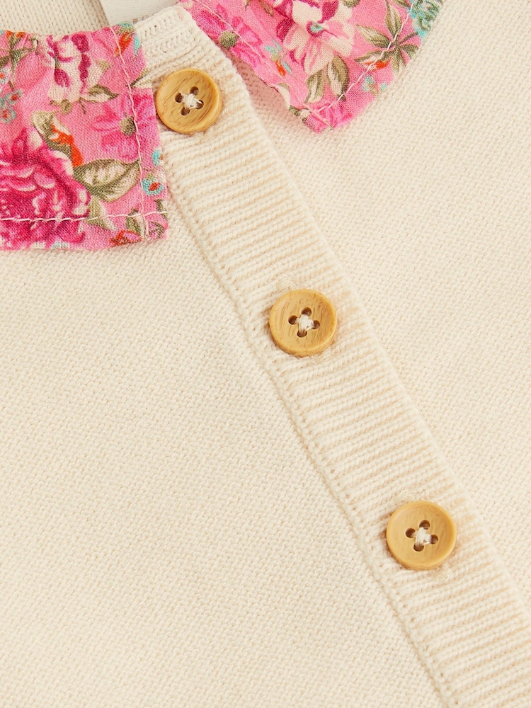 Monsoon Cream Nbg Woven Ditsy Frill Col Cardigan - Image 3 of 3