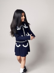 Monsoon Blue Crochet Knit Pleated Skirt - Image 1 of 1