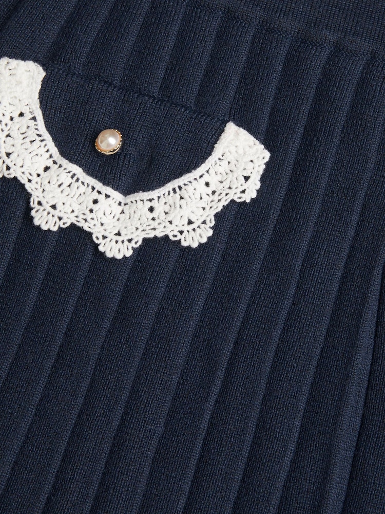 Monsoon Blue Crochet Knit Pleated Skirt - Image 4 of 4 Monsoon Blue Crochet Knit Pleated Skirt - Image 4 of 4