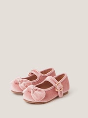 Monsoon Pink Toddler Velvet Bow Ballet Flats - Image 1 of 3
