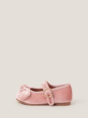 Monsoon Pink Toddler Velvet Bow Ballet Flats - Image 2 of 3