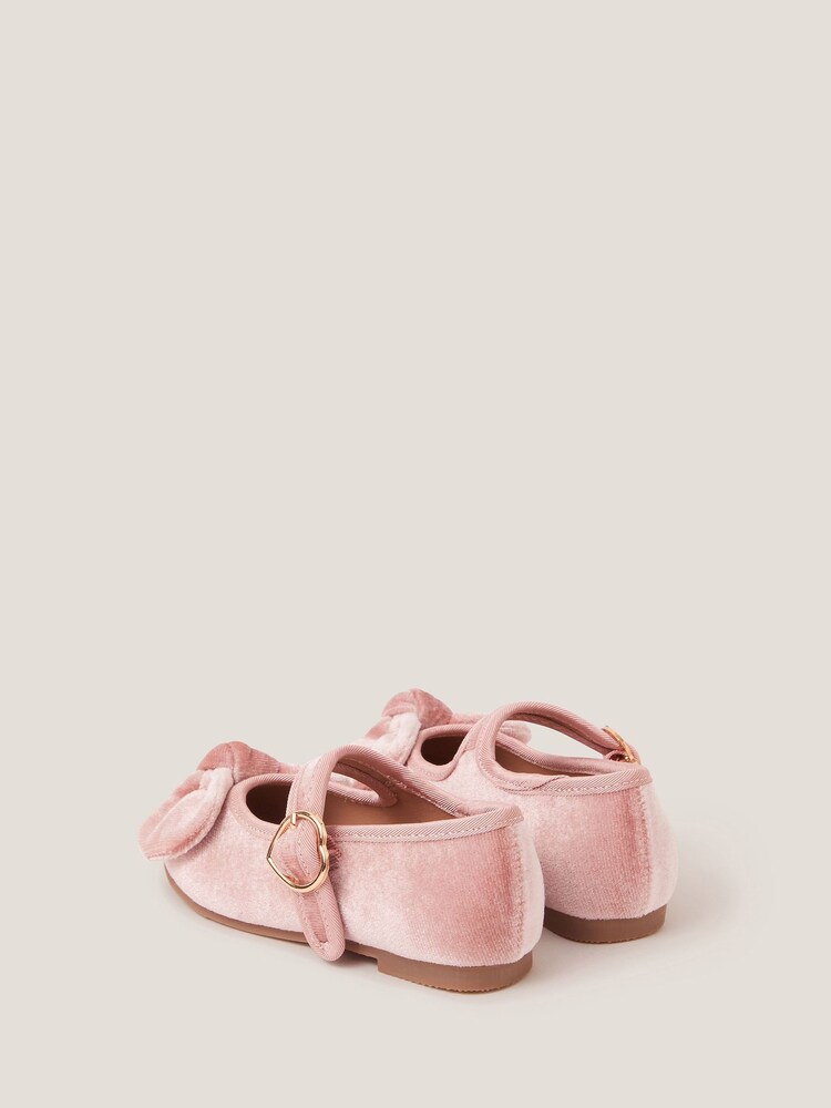Monsoon Pink Toddler Velvet Bow Ballet Flats - Image 3 of 3 Monsoon Pink Toddler Velvet Bow Ballet Flats - Image 3 of 3