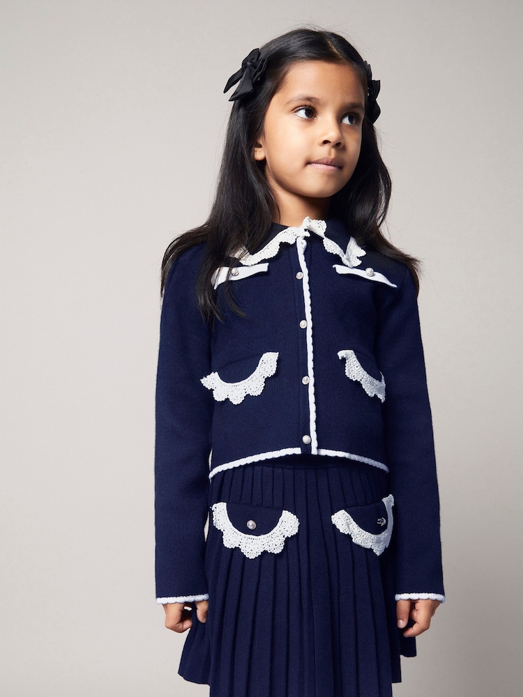 Monsoon Blue Crochet Collar Cardigan - Image 1 of 1