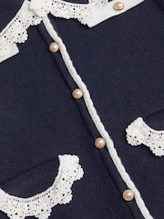 Monsoon Blue Crochet Collar Cardigan - Image 4 of 4