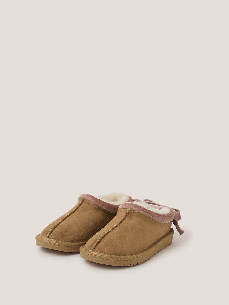 Monsoon Brown Velvet Bow Low Clogs - Image 2 of 3