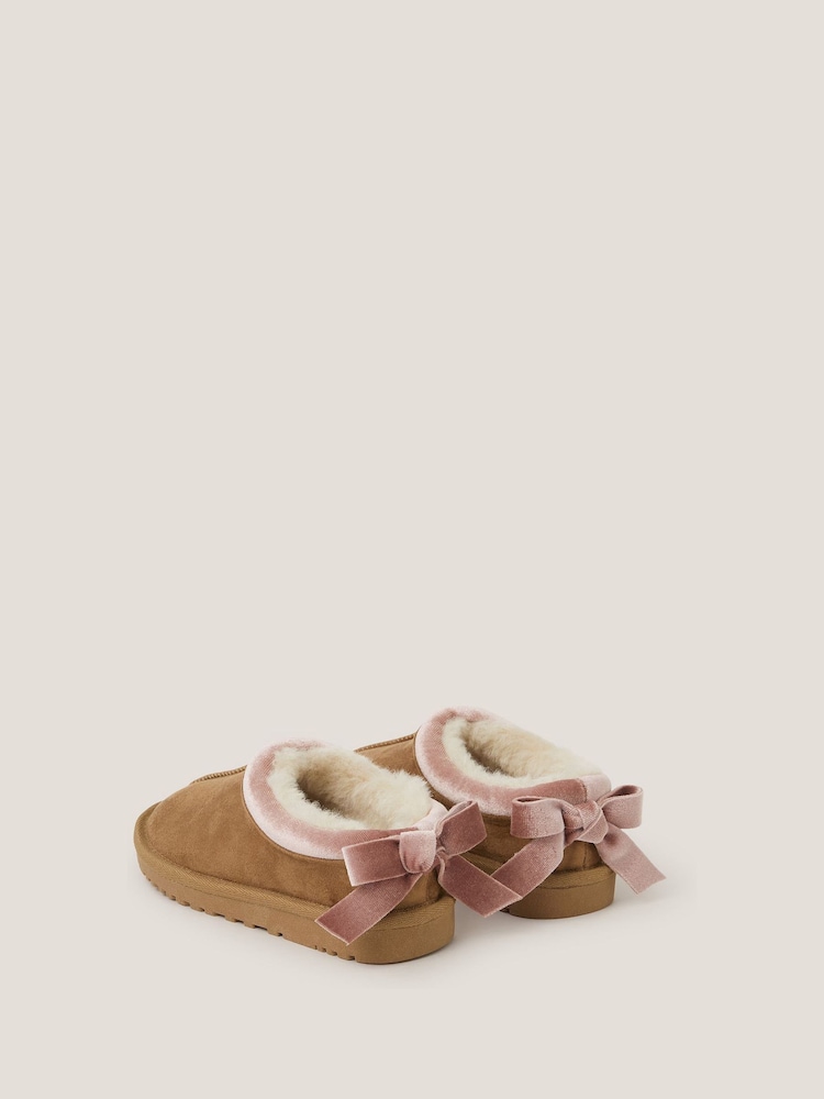 Monsoon Brown Velvet Bow Low Clogs - Image 3 of 3