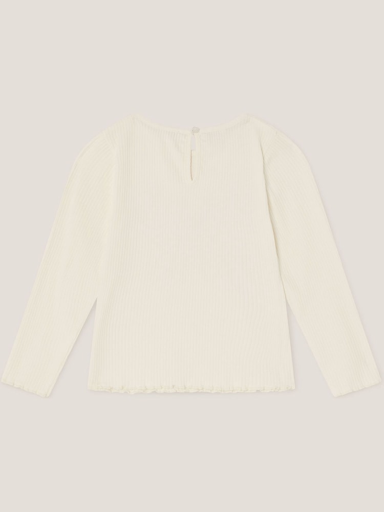 Monsoon Cream Butterfly Embroidered Ribbed Top - Image 2 of 3 Monsoon Cream Butterfly Embroidered Ribbed Top - Image 2 of 3