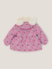 Monsoon Pink Baby Dolly Floral Print Padded Coat - Image 3 of 4