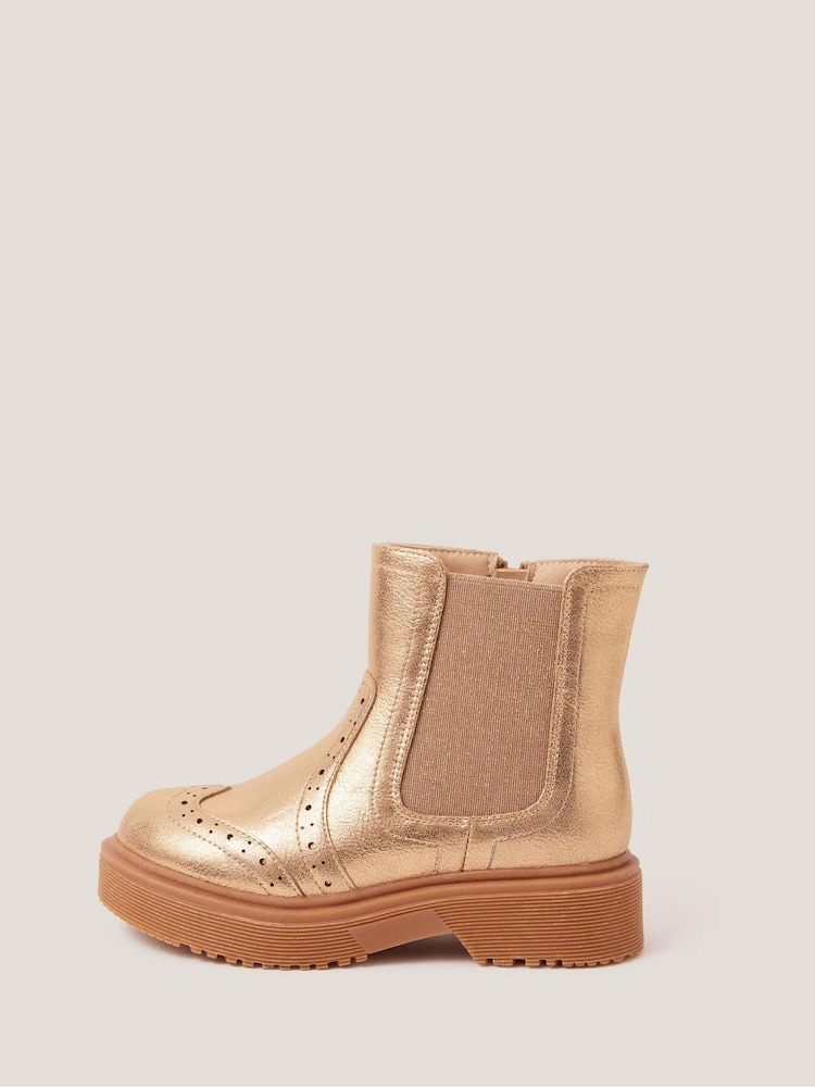Monsoon Gold Metallic Chelsea Boots - Image 1 of 3 Monsoon Gold Metallic Chelsea Boots - Image 1 of 3