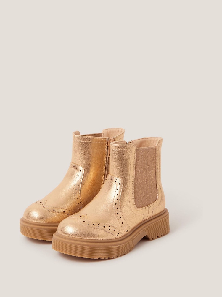 Monsoon Gold Metallic Chelsea Boots - Image 2 of 3 Monsoon Gold Metallic Chelsea Boots - Image 2 of 3
