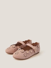 Monsoon Pink Flower Cutwork Ballet Flats - Image 1 of 3
