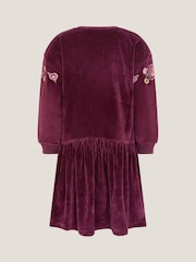 Monsoon Red Butterfly Embellished Velour Dress - Image 2 of 3
