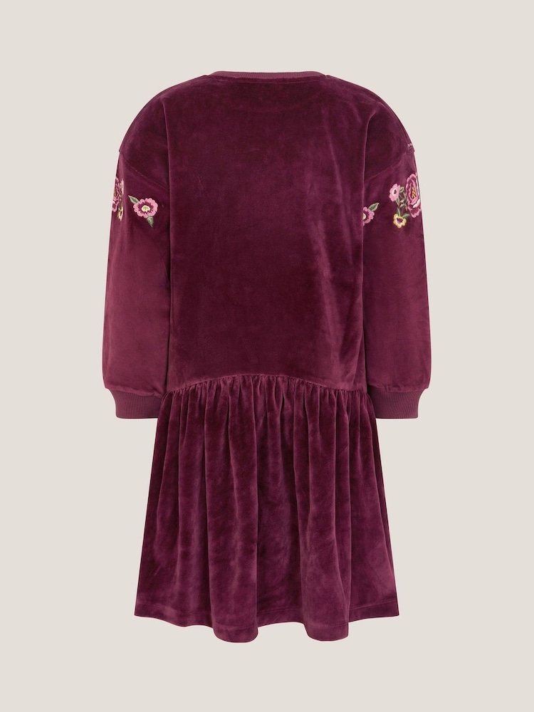 Monsoon Red Butterfly Embellished Velour Dress - Image 2 of 3