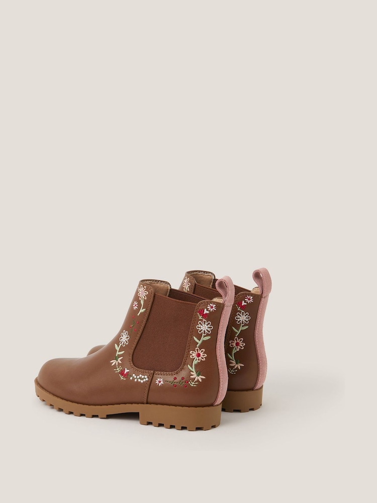 Monsoon Brown Flower Emb Boots - Image 3 of 3 Monsoon Brown Flower Emb Boots - Image 3 of 3