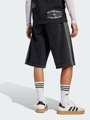 adidas Originals Black Adicolor Denim Firebird Shorts - Image 2 of 5