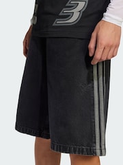 adidas Originals Black Adicolor Denim Firebird Shorts - Image 3 of 5
