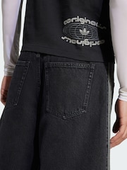 adidas Originals Black Adicolor Denim Firebird Shorts - Image 4 of 5
