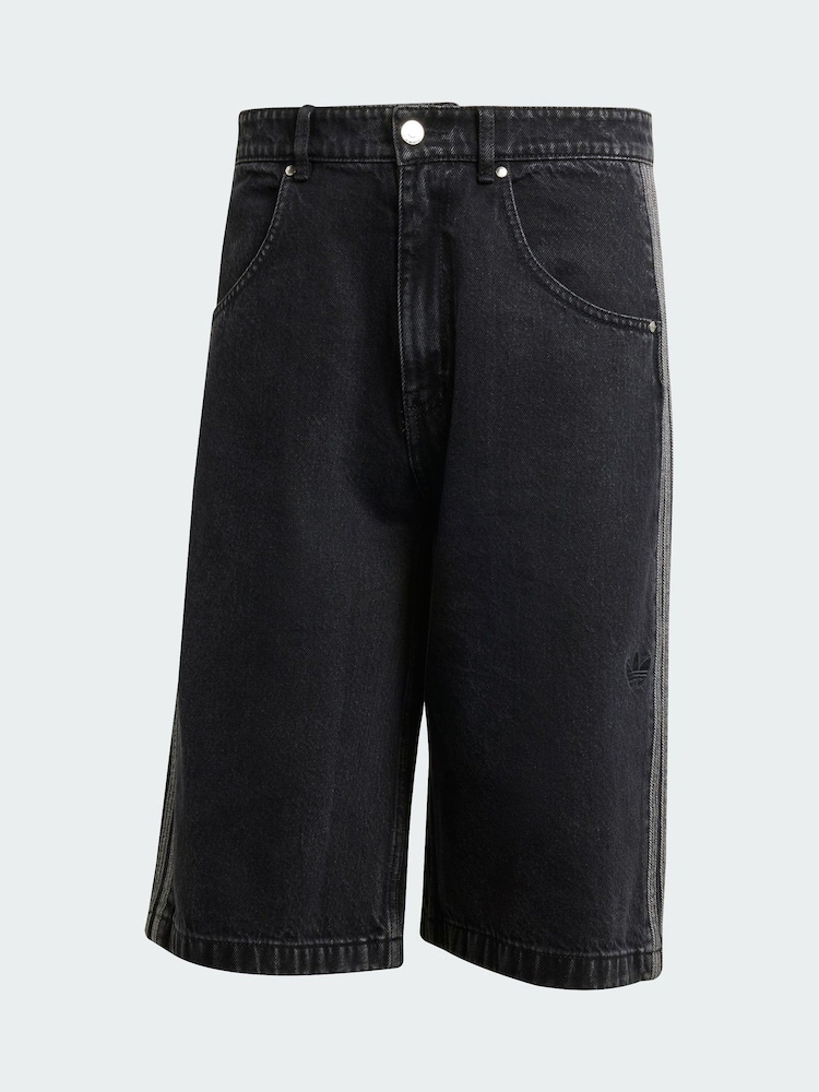 adidas Originals Black Adicolor Denim Firebird Shorts - Image 5 of 5