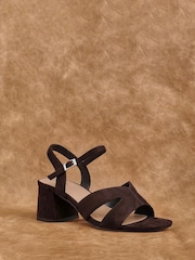 Linzi Brown Empire Wide Fit Link Detail Heeled Sandals - Image 1 of 5