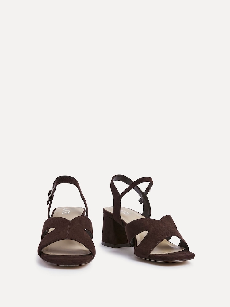 Linzi Brown Empire Wide Fit Link Detail Heeled Sandals - Image 5 of 5 Linzi Brown Empire Wide Fit Link Detail Heeled Sandals - Image 5 of 5