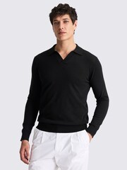 MOSS Linen Blend Skipper Polo Shirt - Image 1 of 3