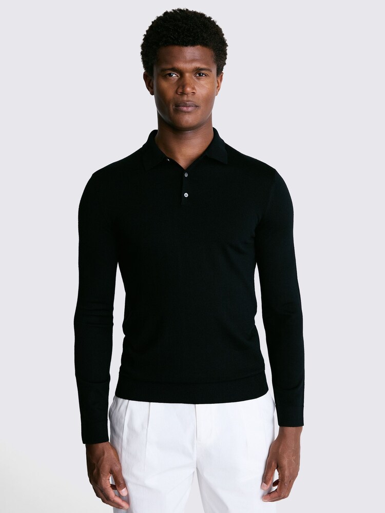 MOSS Merino Blend Polo Shirt - Image 1 of 6 MOSS Merino Blend Polo Shirt - Image 1 of 6