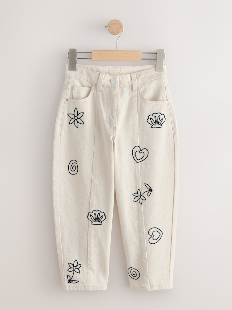 Broderie Ecru - Barrel Leg Jeans (3-16yrs) - Imaginea 1 din 5