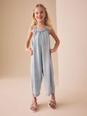 Blue Denim Barrel Leg Jumpsuit (3-16yrs) - Image 1 of 4