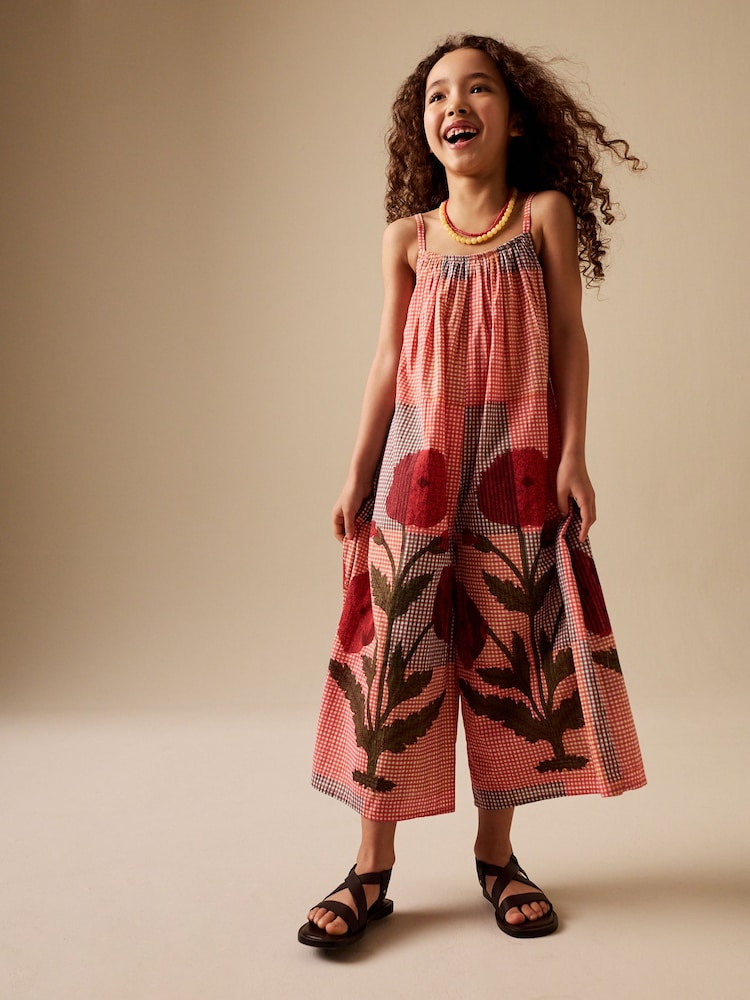 Check Floral Strappy Playsuit (3-16yrs) - Image 1 of 1