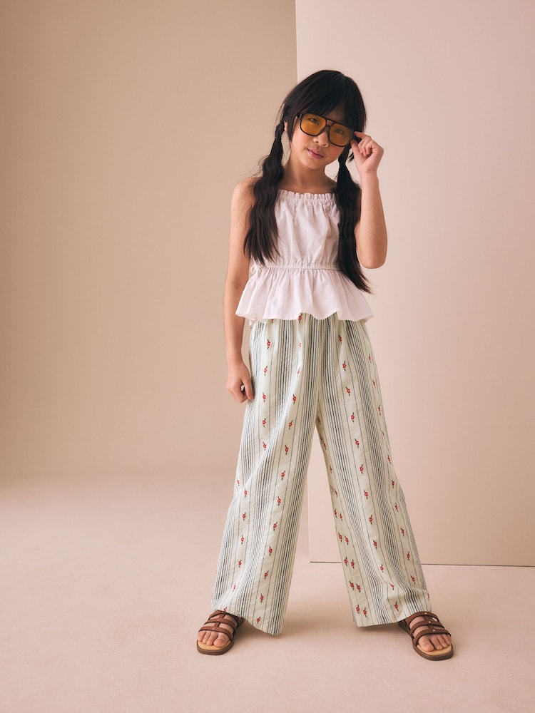 Floral Stripe Pullon Wide Leg Trousers (3-16yrs) - Image 2 of 9