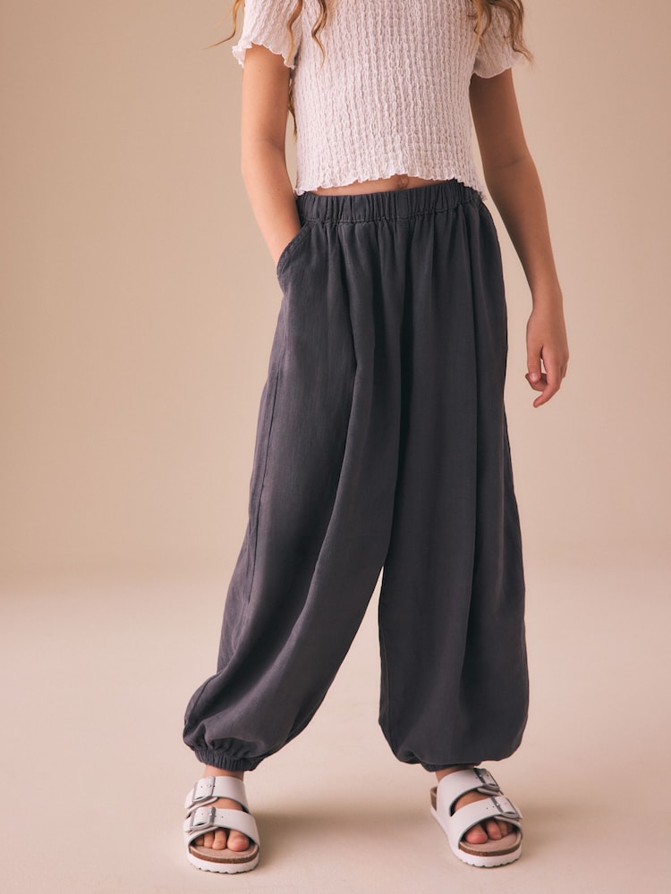 Grey Linen Cuffed Trousers (3-16yrs) - Image 1 of 8
