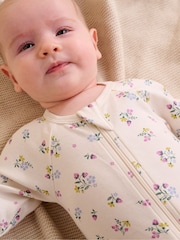 Purebaby Pink Printed Zip Growsuits 2 Pack - Image 6 of 7