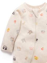Purebaby Natural Printed Zip Growsuits 2 Pack - Image 2 of 7