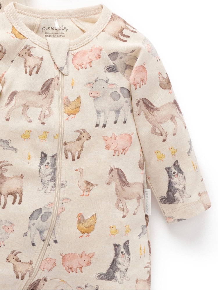 Buy Purebaby Natural Printed Zip Growsuits Pack from Next Armenia