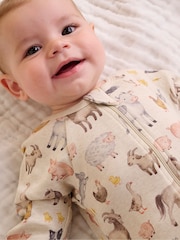Purebaby Natural Printed Zip Growsuits 2 Pack - Image 6 of 7
