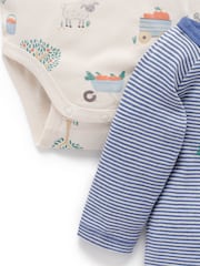 Purebaby Blue Bodysuits 2 Pack - Image 4 of 4