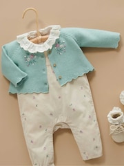 Purebaby Nude Ruffle Pointelle Bodysuit - Image 1 of 6