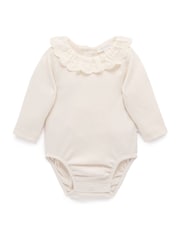Purebaby Nude Ruffle Pointelle Bodysuit - Image 2 of 6