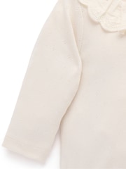 Purebaby Nude Ruffle Pointelle Bodysuit - Image 3 of 6
