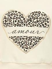 ONLY KIDS Amour Heart Leopard Print White Hoodie - Image 3 of 3