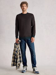 White Stuff Green Newport Merino Jacquard Crew Jumper - Image 1 of 6