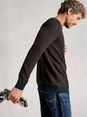 White Stuff Green Newport Merino Jacquard Crew Jumper - Image 3 of 6