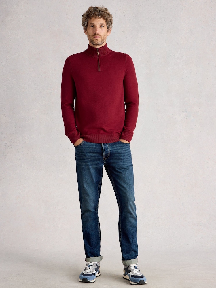 White Stuff Red Newport Merino Funnel Jumper - Image 1 of 6