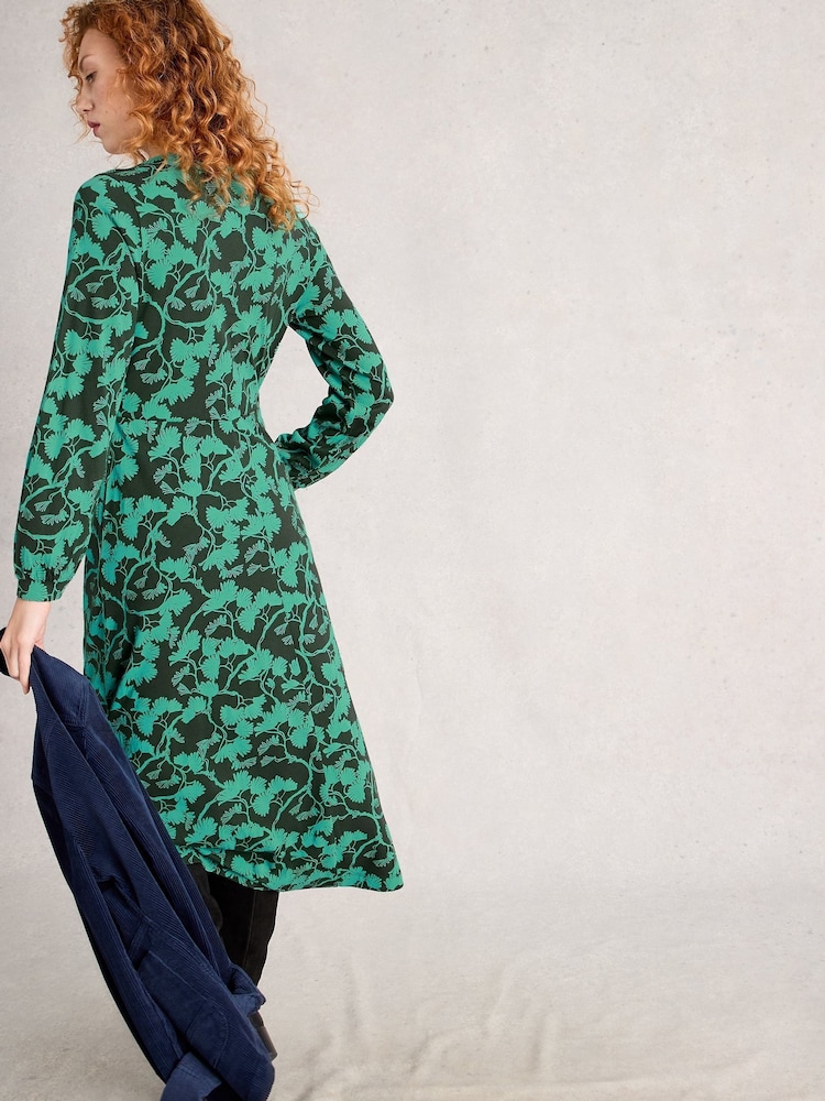 White Stuff Green Megan Jersey Dress - Image 2 of 6