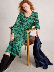 White Stuff Green Megan Jersey Dress - Image 4 of 6
